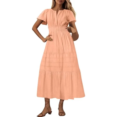Piuwrlz Women's Boho Maxi Dress Orange L - Rank 4 in Amazon’s Best Beachwear Deals Are Going Fast—Don’t Miss Out! 🏖️