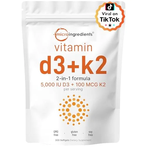 Micro Ingredients Vitamin D3 & K2 Supplement - Rank 8 in Best Vitamin K2 of 2025