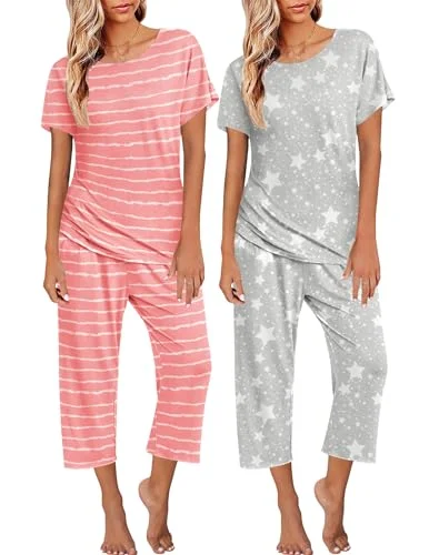 Ekouaer Women's Pajama Set, Pink/Grey, XL - Rank 4 in Best Pj Set of 2025