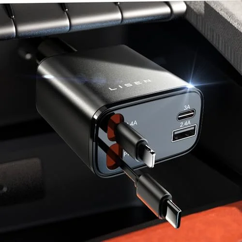 LISEN 69W Retractable Car Charger for iPhone - Rank 4 in The Ultimate Father’s Day Gift Guide: Perfect Picks for Every Dad