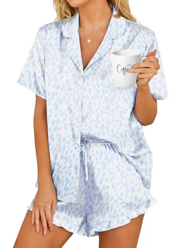 HOTOUCH Blue Leopard Silk Pajama Set - Rank 10 in Best Pj Set of 2025