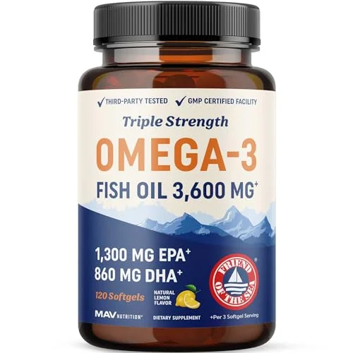 Triple Strength Omega 3 Fish Oil 3600 mg - Rank 6 in Best Fish Oil Supplements of 2025