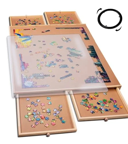 PlayVibe Rotating Puzzle Board with Drawers - Rank 6 in Best Puzzle Board of 2025