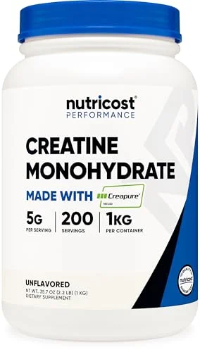 Nutricost Creapure Creatine Monohydrate Powder 1KG Unflavored - Rank 8 in Best Creatine Monohydrate of 2025