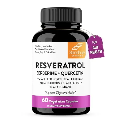 Sandhu's Resveratrol Berberine Digestive Supplement - Rank 10 in Best Resveratrol of 2025