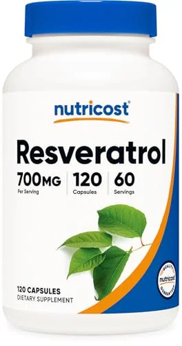 Nutricost Resveratrol 700mg 120 Vegan Capsules - Rank 8 in Best Resveratrol of 2025