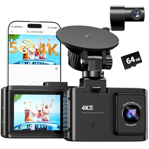 WANLIPO 4K Dual Dash Cam with 5GHz WiFi - Rank 3 in Dash Cameras