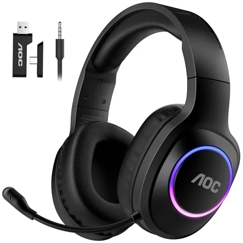 AOC Wireless Gaming Headset with Noise Canceling Mic - Rank 10 in Best Xbox Gaming Headset of 2025