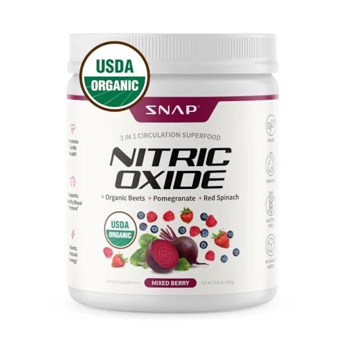 Snap Supplements Organic Beet Root Powder, 3-in-1 Nitric Oxide Supplement, 250g (Mixed Berry) - Rank 2 in Best Nitric Oxide of 2025