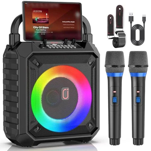 HWWR Bluetooth Karaoke Machine with Microphones - Rank 7 in Karaoke Machines