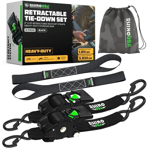 Rhino USA Retractable Ratchet Tie Down Straps - Rank 2 in Best Retractable Ratchet Straps of 2025