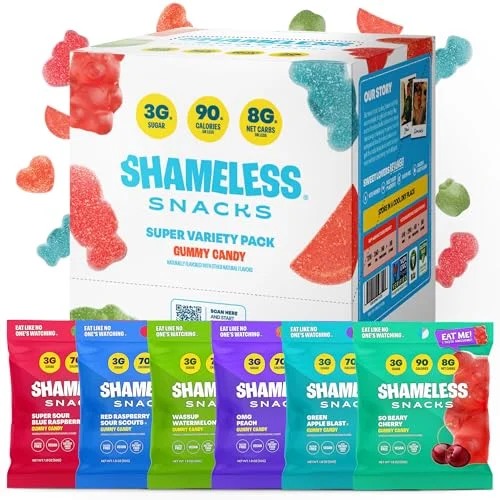 Shameless Snacks Keto Gummies Variety Pack - Rank 3 in Best Low Calorie Snack of 2025