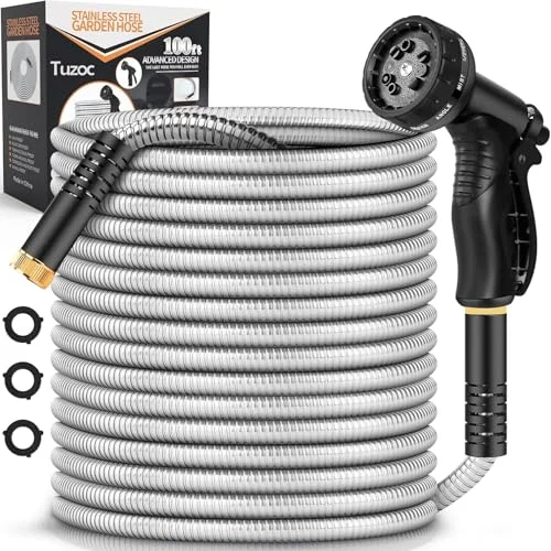 Rcfunkid Stainless Steel Garden Hose 100FT - Rank 9 in Best Garden Hose of 2025