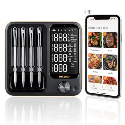 Inkbird Wireless Meat Thermometer with 4 Probes INT-14-BW - Rank 8 in Best Wireless Meat Thermometer of 2025