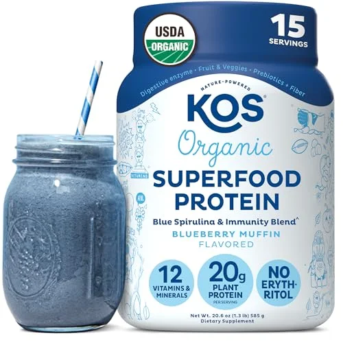 KOS Blueberry Muffin Plant Protein Powder - Rank 9 in Best Blue Spirulina of 2025