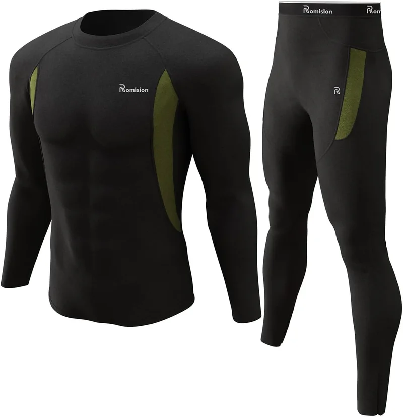 Romision Men's Fleece Lined Thermal Underwear Set - Rank 8 in Best Long Johns For Men of 2025