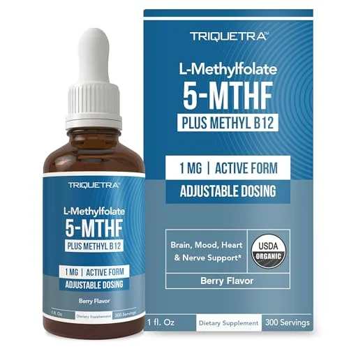 Organic Methyl Folate & B12 Liquid - Rank 10 in Best Folic Acid Supplement of 2025