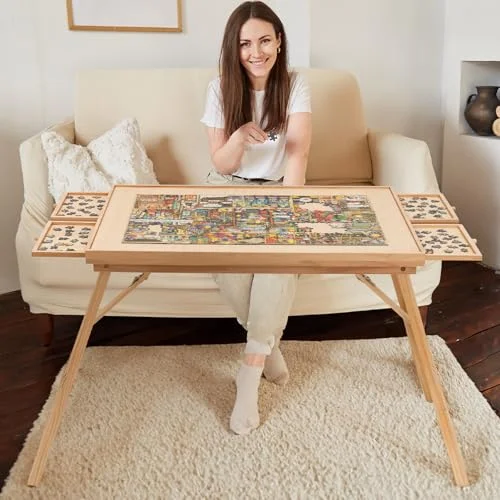 TEAKMAMA Puzzle Board with Drawers - Rank 8 in Best Puzzle Table With Legs of 2025