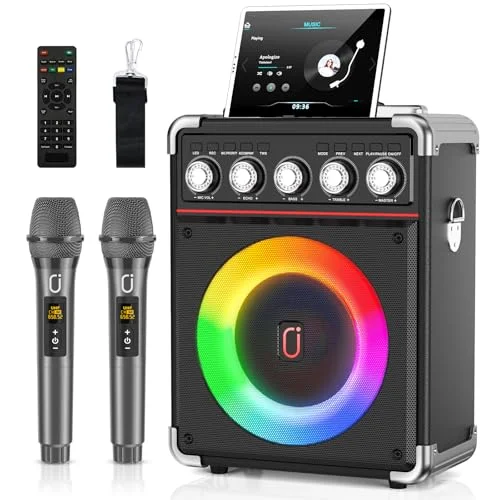 HWWR Portable Karaoke Machine with Microphones - Rank 2 in Best Karaoke Machine With Lyrics Display of 2025