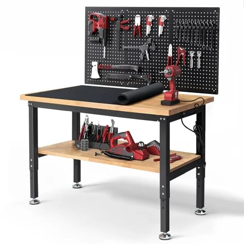 Enjoywood Adjustable Height Workbench with Power Outlets - Rank 10 in Best Workbench of 2025
