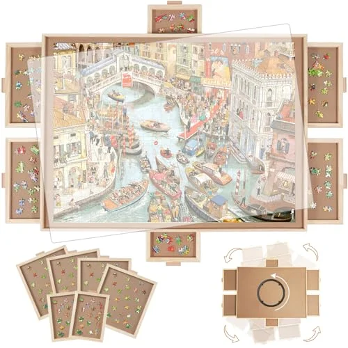 BuilderButler Rotating Puzzle Board with Drawers - Rank 9 in Best Rotating Puzzle Board of 2025