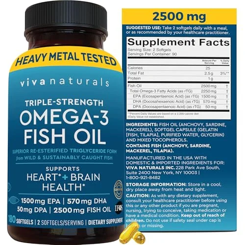 Triple Strength Omega 3 Fish Oil Supplement - Rank 4 in Best Fish Oil Supplements of 2025