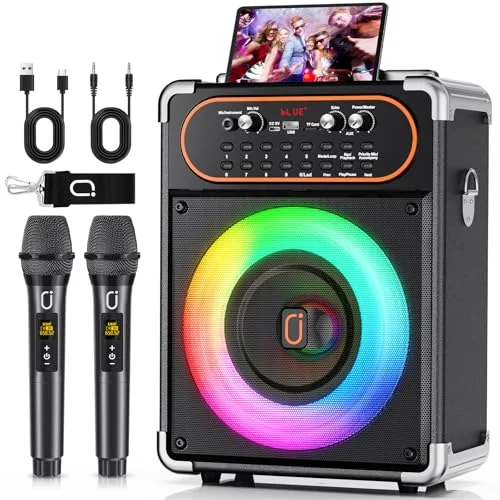 HWWR Bluetooth Karaoke Machine with Microphones - Rank 10 in Karaoke Machines