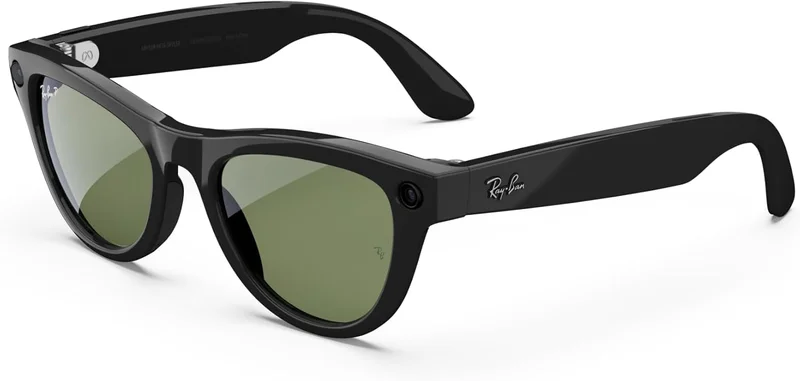Meta Ray-Ban Skyler Sunglasses, Shiny Black, Green Polarized - Rank 10 in Best Camera Glasses of 2025