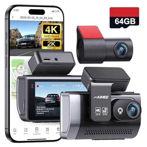 FAIMEE 4K Dual Dash Cam with GPS - Rank 4 in Best Wolfbox Dash Cam of 2025