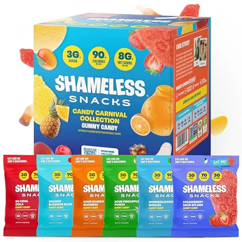 Shameless Snacks Candy Carnival Gummies Variety Pack - Rank 5 in Best Low Calorie Snack of 2025