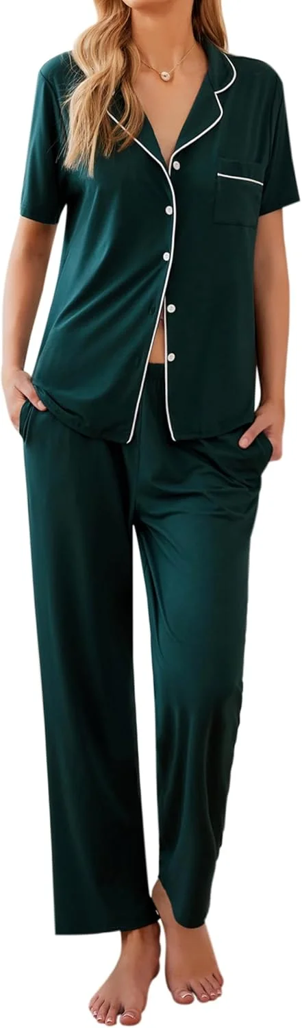 Ekouaer Women's Pajama Set Dark Green - Rank 2 in Best Pj Set of 2025