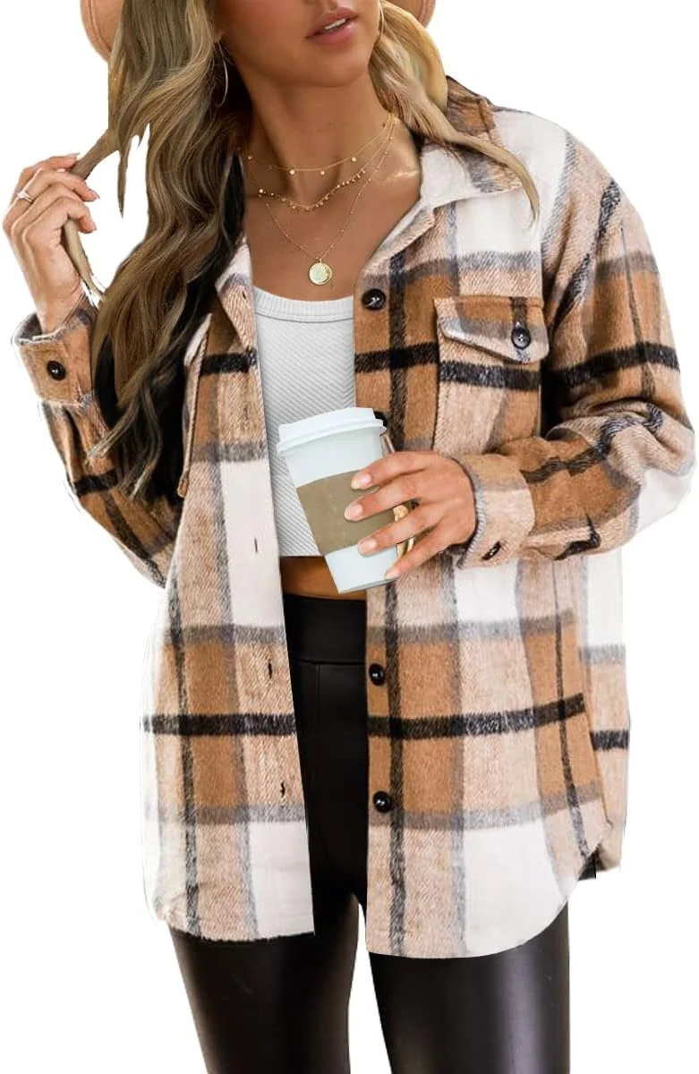 AUTOMET Women's Fall Flannel Plaid Shacket - Rank 3 in Best Shacket of 2025