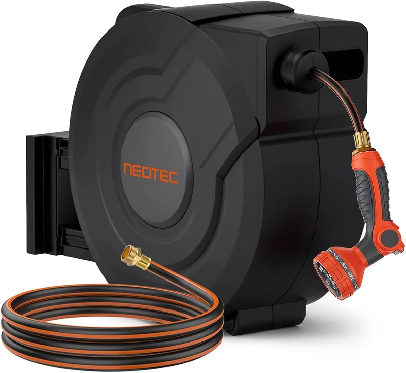 NEOTEC Retractable Garden Hose Reel 130 ft - Rank 6 in Best Wall Mounted Hose Reel of 2025
