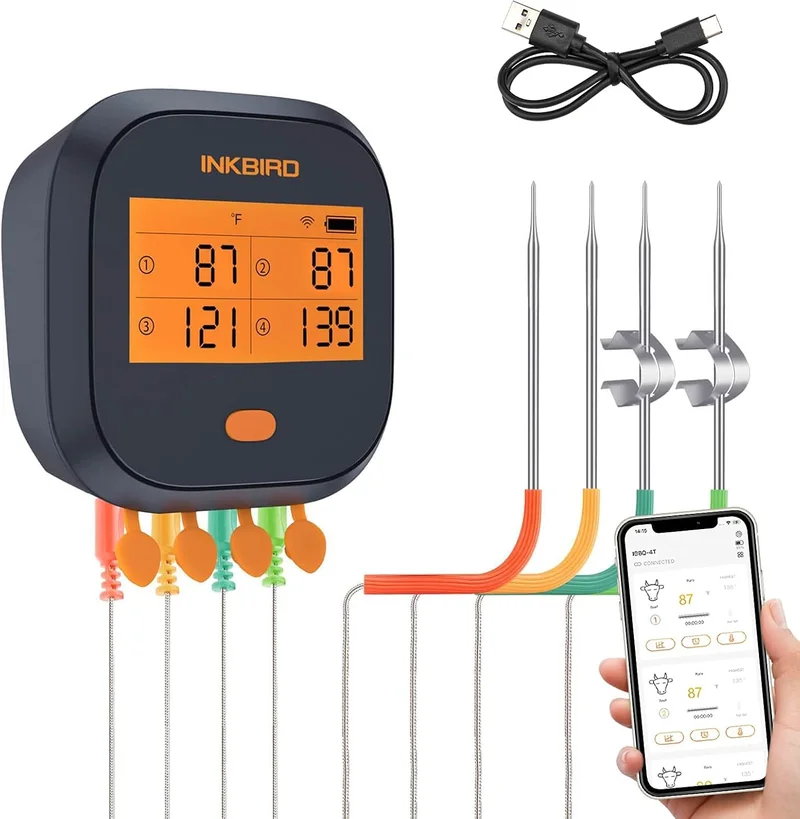 Inkbird WiFi Meat Thermometer IBBQ-4T - Rank 7 in Best Wireless Meat Thermometer of 2025