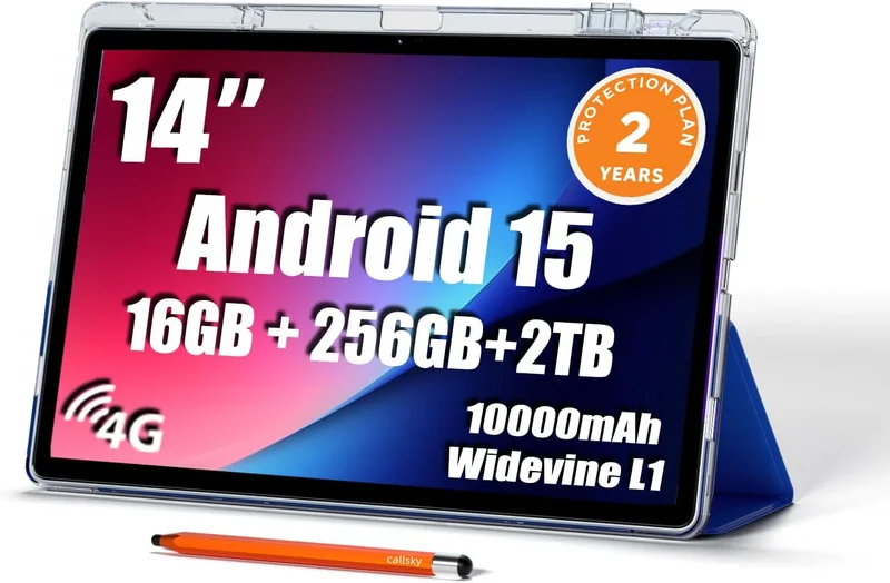 Callsky-Pro 14" Android Tablet with Stand & Stylus - Rank 8 in Best Samsung Tablet of 2025