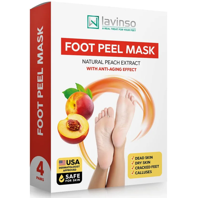 Lavinso Peach Exfoliating Foot Peel Mask - 4 Pack - Rank 4 in Best Exfoliating Foot Mask of 2025
