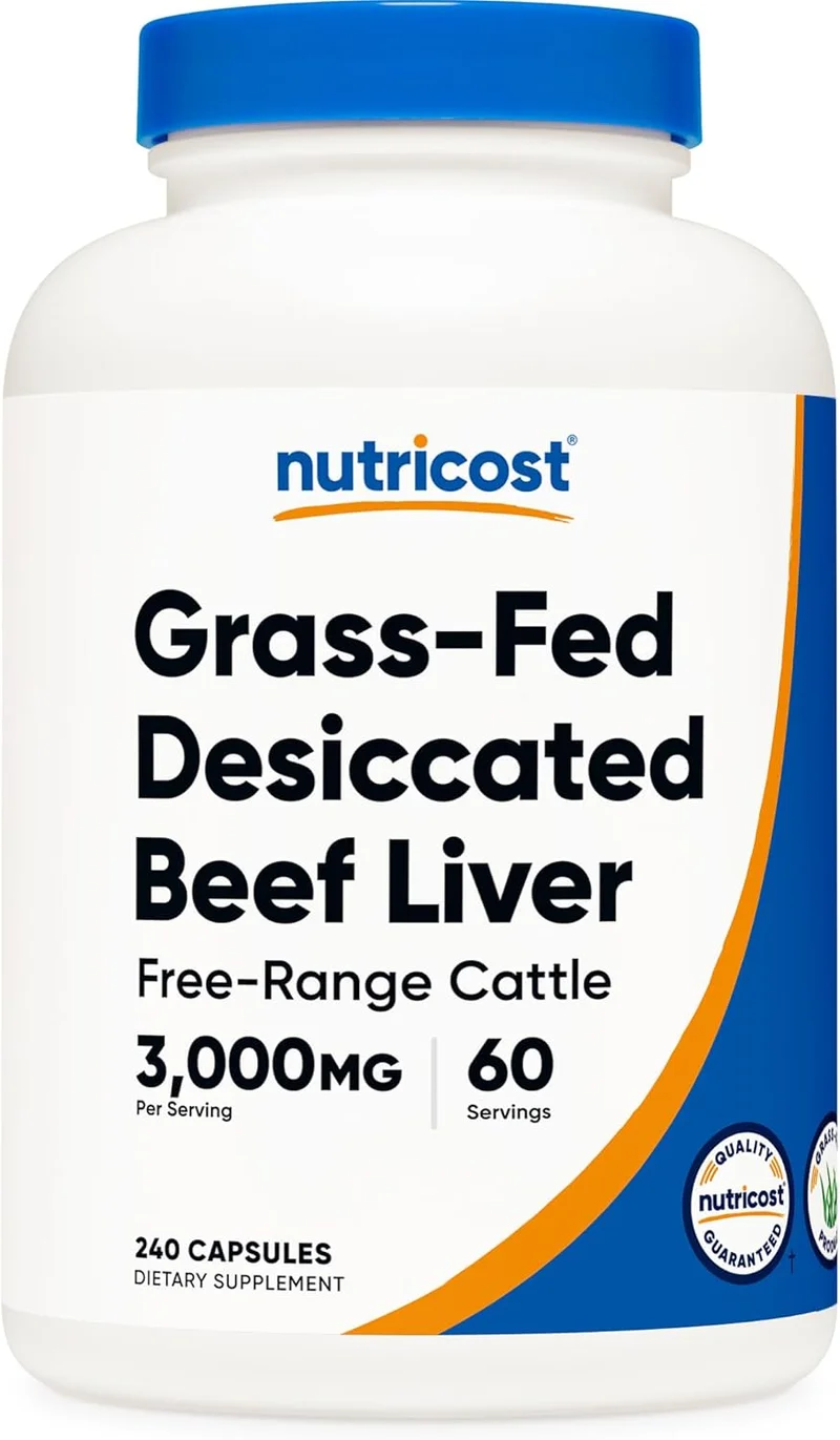 Nutricost Desiccated Beef Liver 3000mg Capsules - Rank 6 in Best Beef Liver Supplements of 2025