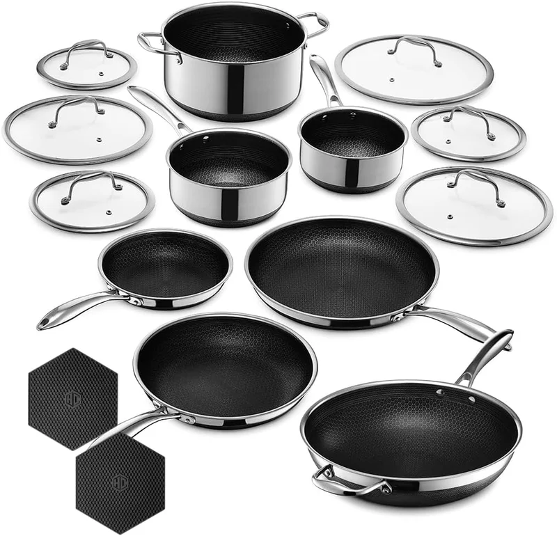 HexClad 13 Piece Hybrid Cookware Set - Rank 9 in Best Hexclad Set of 2025