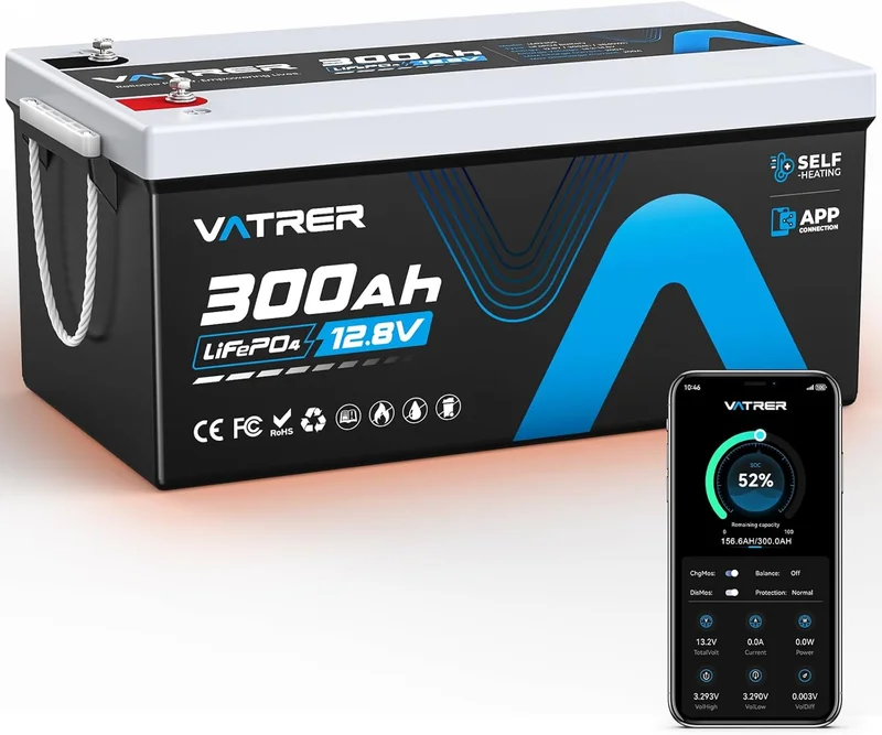 VATRER POWER 12V 300AH Bluetooth Lithium Battery - Rank 8 in Best Rv Batteries of 2025
