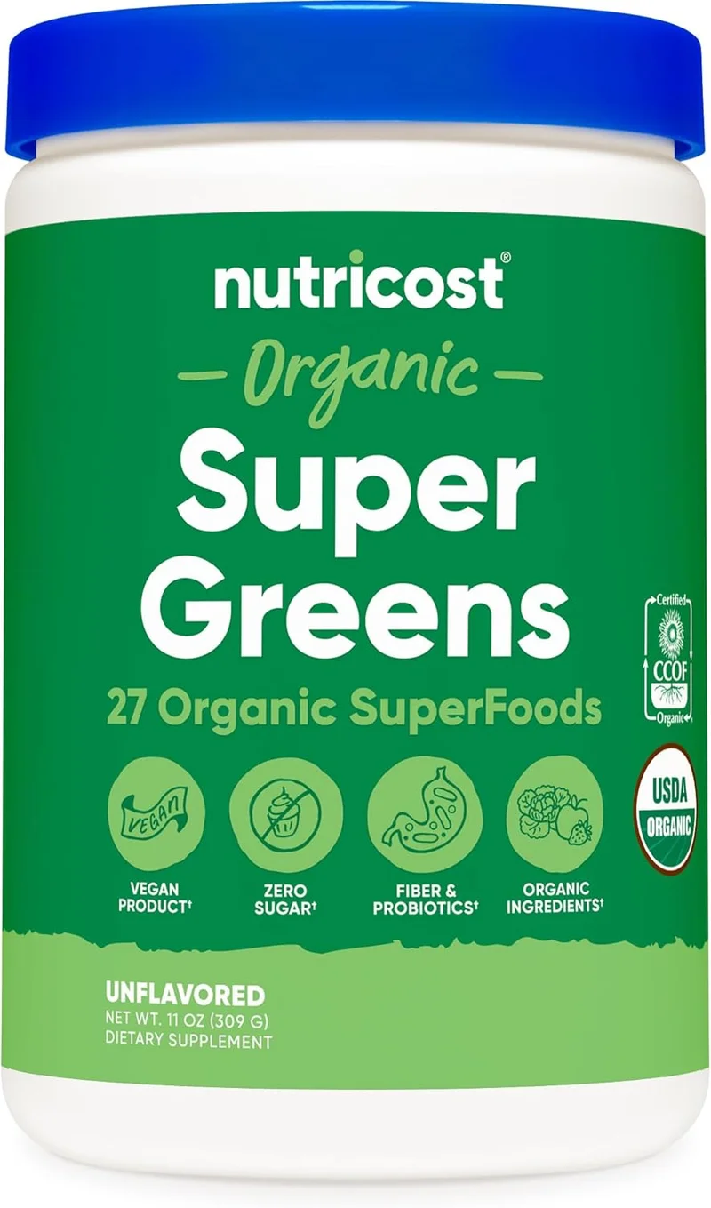 Nutricost Organic Super Greens Powder - Rank 10 in Best Organic Green Powder of 2025