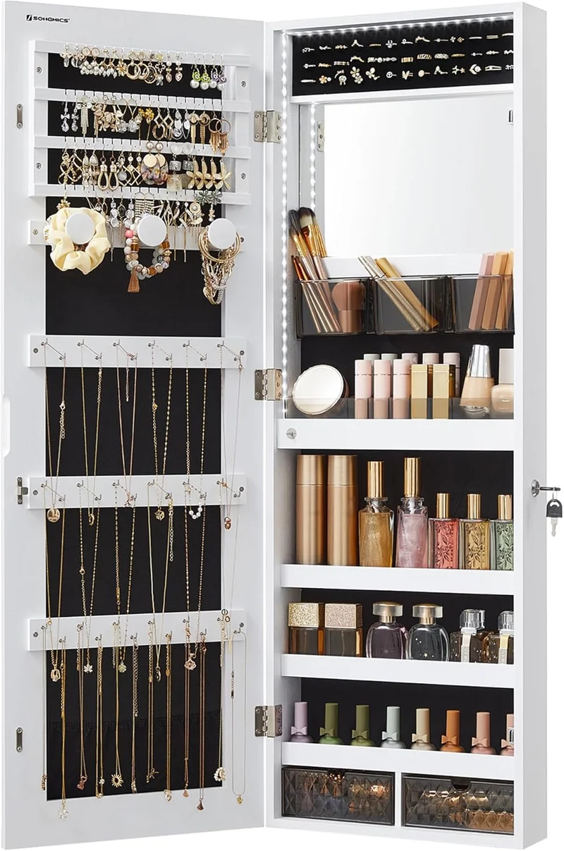 SONGMICS Jewelry Cabinet with Lighted Mirror - Rank 5 in Best Door Locks For Home of 2025