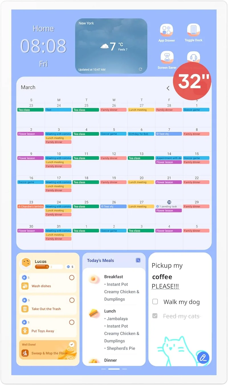 Cozyla Mate 32 Inch Smart Family Calendar - Rank 4 in Best Skylight Calendar of 2025