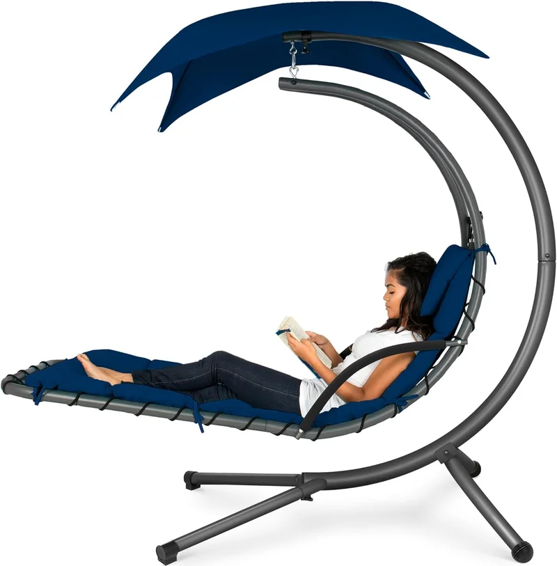 Outdoor Hanging Chaise Lounge Chair with Canopy - Rank 7 in Best Outdoor Swing of 2025