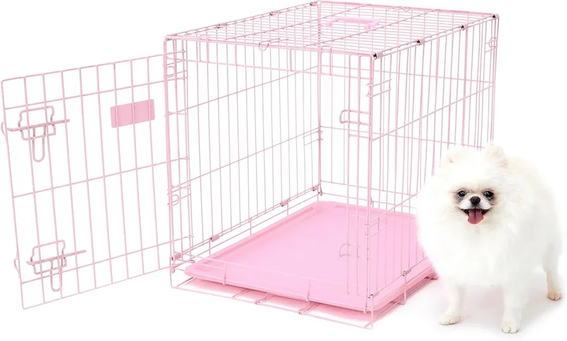 Carlson Pink Metal Single Door Dog Crate, Small - Rank 8 in Best Dog Cage Crate of 2025