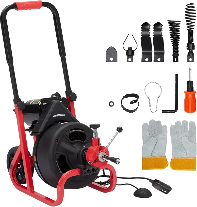 PioneerWorks 100Ft Drain Cleaner Machine 370W - Rank 2 in Best Drain Auger of 2025