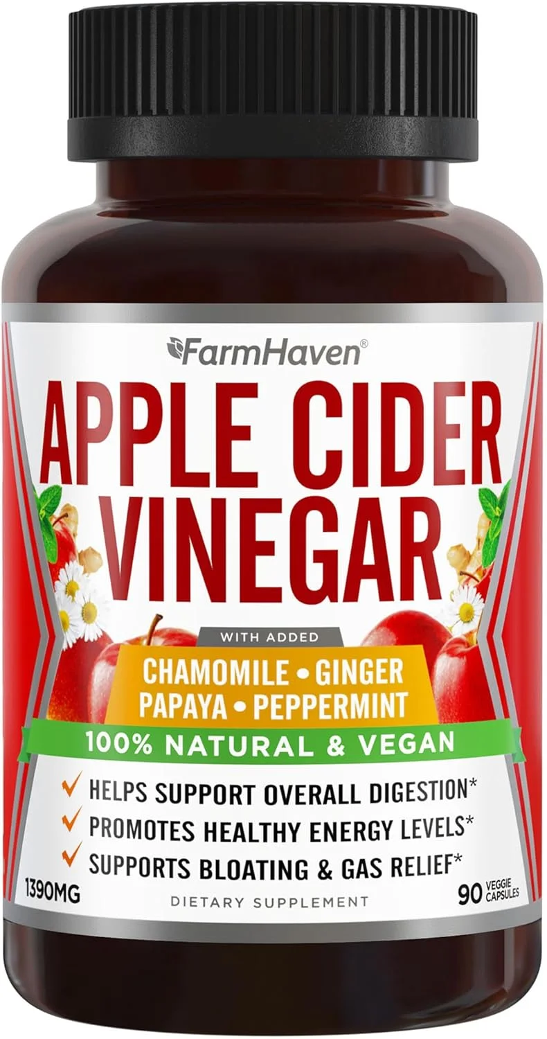 FarmHaven Apple Cider Vinegar with Ginger, Papaya & Chamomile - Rank 5 in Best Apple Cider Vinegar With Mother of 2025