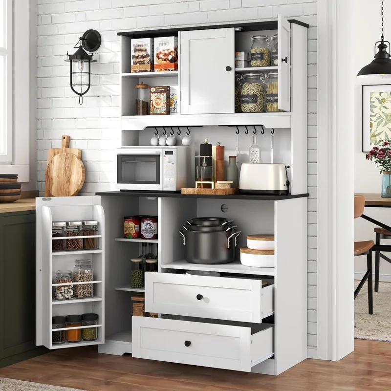Kitchen Storage Cabinet with Wine Glass Holder - Rank 9 in Best Pantry of 2025