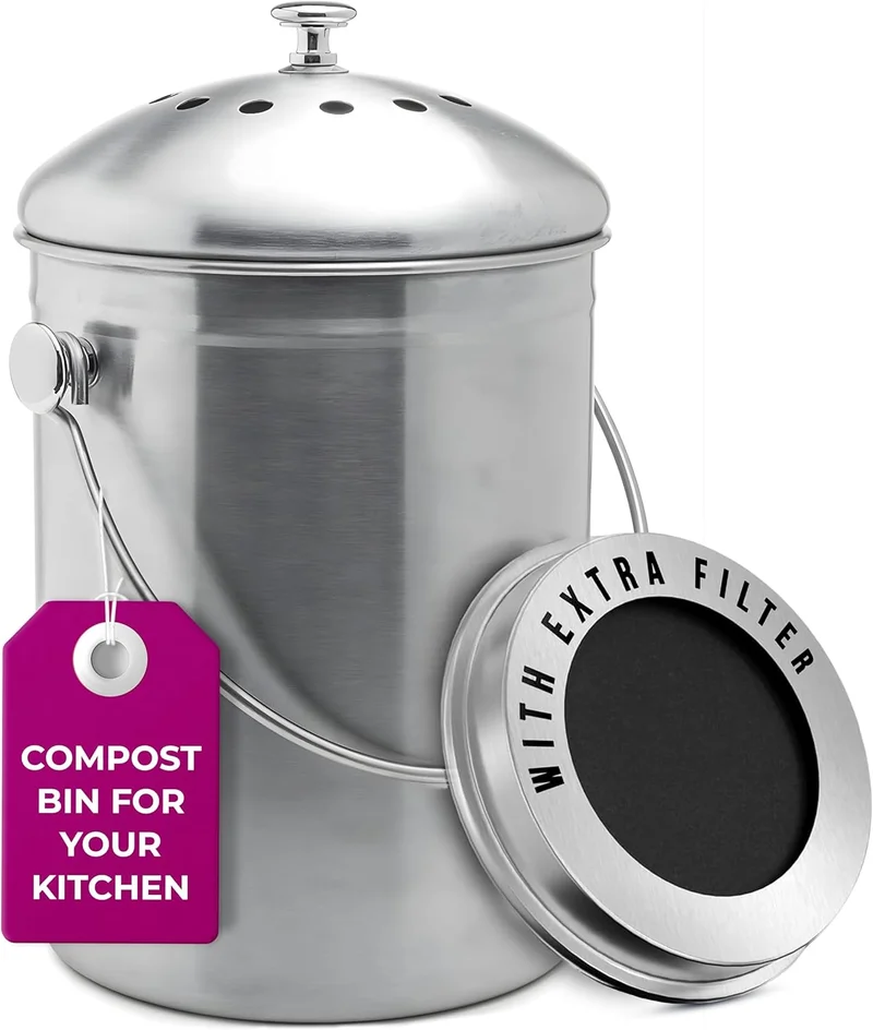 Epica Stainless Steel Indoor Compost Bin with Lid - Rank 9 in Best Indoor Compost Bin of 2025