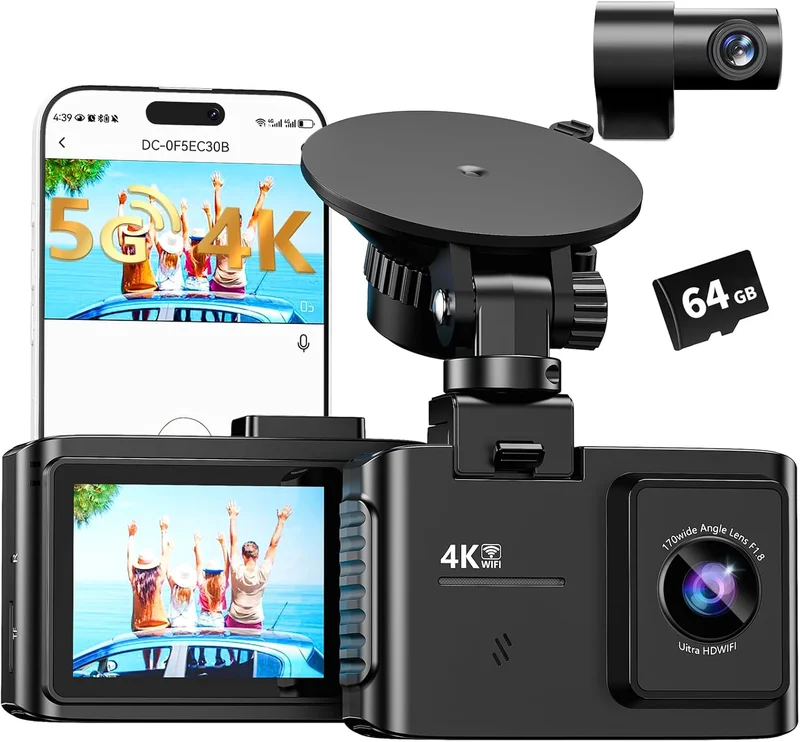 WANLIPO 4K Dual Dash Cam with 5GHz WiFi - Rank 5 in Best Car Camera of 2025