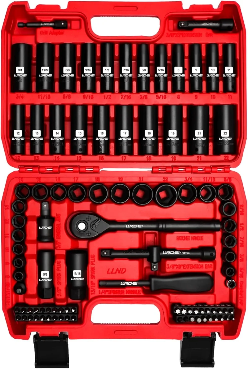LLNDEI 3/8” Drive Impact Socket Set - Rank 8 in Best Mechanics Tool Set of 2025